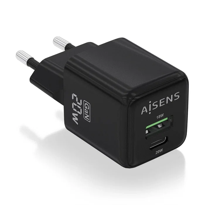 AISENS Cargador GaN 20W USB-C PD3.0 QC4.0 USB-A QC3.0 Negro AISENS Cargador GaN 20W USB-C PD3.0 QC4.0 USB-A QC3.0 Negro