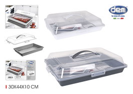 Dem Tartera Rectangular Apilable 44 x 30 x 10.8 cm, Táper de Cocina para Comida, Contenedor Hermético (12 Unidades)