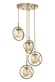 Opviq Av-1850-4Et Lámpara de Araña Vintage Metal Cristal 120cm Diámetro 35cm 4xE14 Max 40W Color Cobre