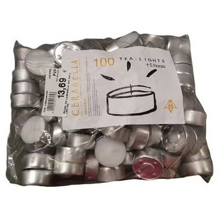 CERABELLA Bolsa de 100 Velas Lamparilla de 5 Horas CERABELLA Bolsa de 100 Velas Lamparilla de 5 Horas