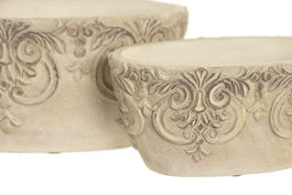 DKD Home Decor Centro de Mesa Shabby Chic Barroco de Cemento Blanco Rozado 14 x 11 x 22 cm Set de 2 Piezas