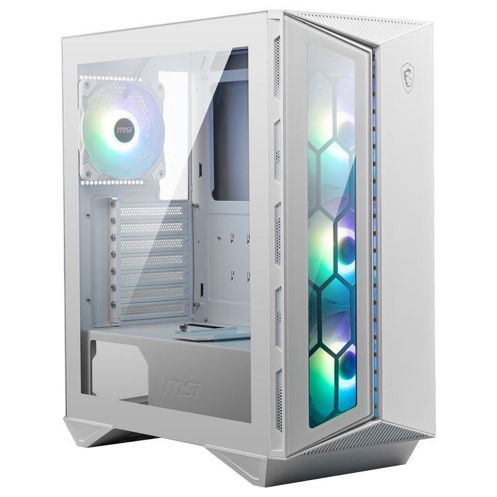 MSI MPG GUNGNIR 110R Torre Midi PC Gaming - Blanco, ATX/micro-ATX/Mini-ITX, Con 3 Ventiladores ARGB, Panel de Cristal Templado