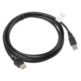 Lanberg Cable Alargador USB 2.0 Macho - Hembra, 3 Metros, Conectores Chapados en Oro, Velocidad 480 Mbit/s