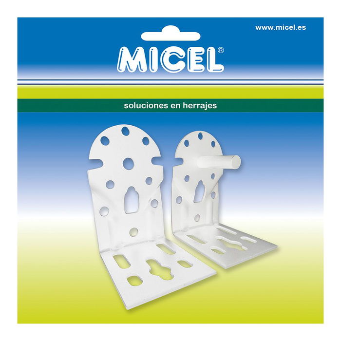Micel Toldo Soporte Eje TLD08 92555 para Fijar a Pared y Techo Juego Izquierda Derecha Acero Blanco 65x86x108mm
