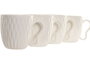 DKD Home Decor Set de 4 Tazas de Porcelana y Bambú PENGJIA 25