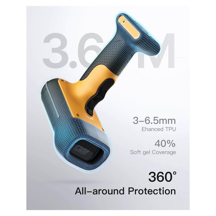 Inateck Lector de Códigos de Barras Portátil 2D BCST-75 Bluetooth USB Color Negro Amarillo Inalámbrico y Cableado IP67