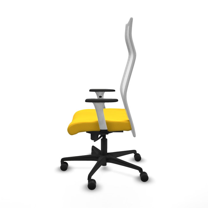 PIQUERAS Y CRESPO Sillón Albacete con Mecanismo Sincro, Similpiel Amarillo y Malla Blanco