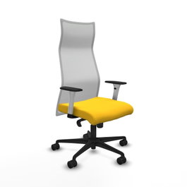 PIQUERAS Y CRESPO Sillón Albacete con Mecanismo Sincro, Similpiel Amarillo y Malla Blanco