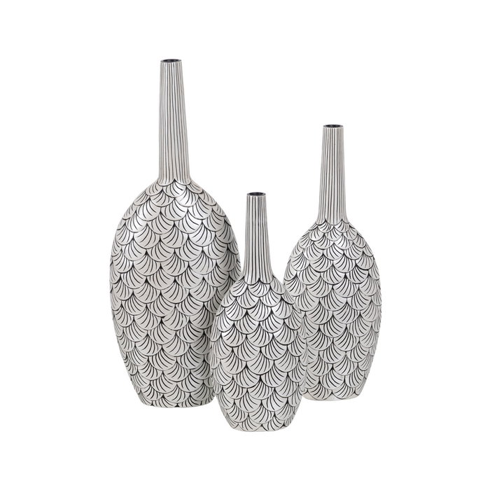 Jarrón Negro-Blanco Poliresina 29 X 15 X 76 cm