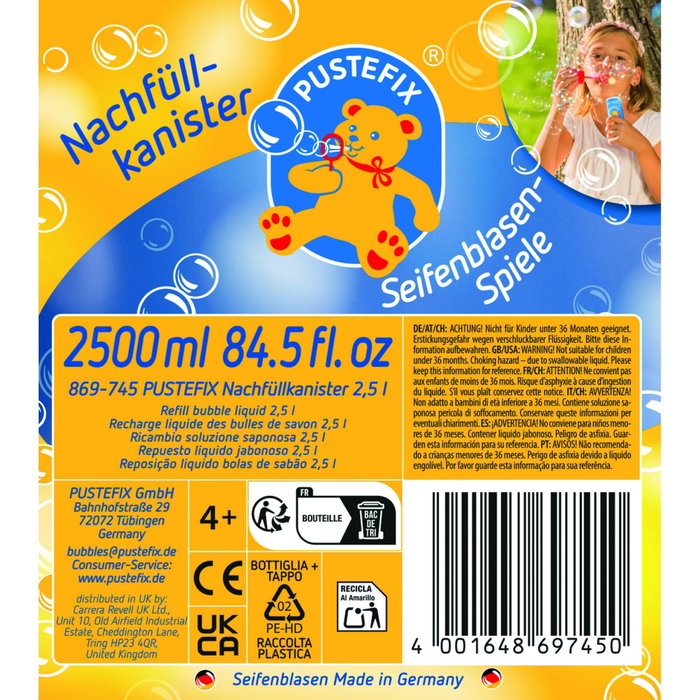 Pustefix Bidón de Recarga de Solución para Burbujas 2,5 l