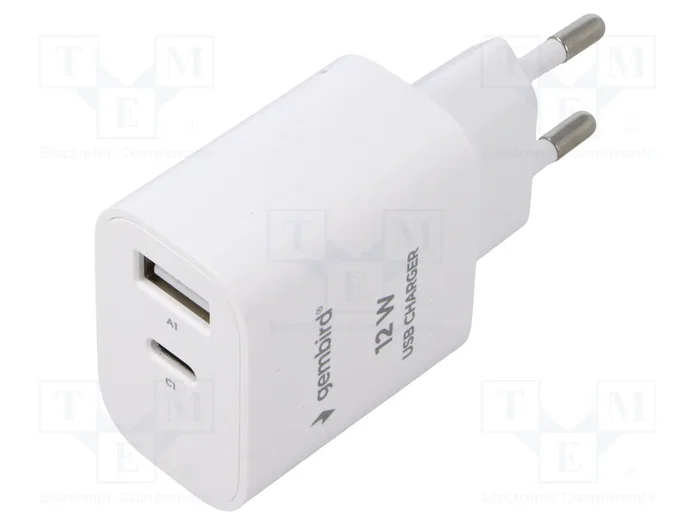 Gembird TA-UC-2AC12-01 Cargador USB Tipo-C y USB-A 12W Blanco Gembird TA-UC-2AC12-01 Cargador USB Tipo-C y USB-A 12W Blanco