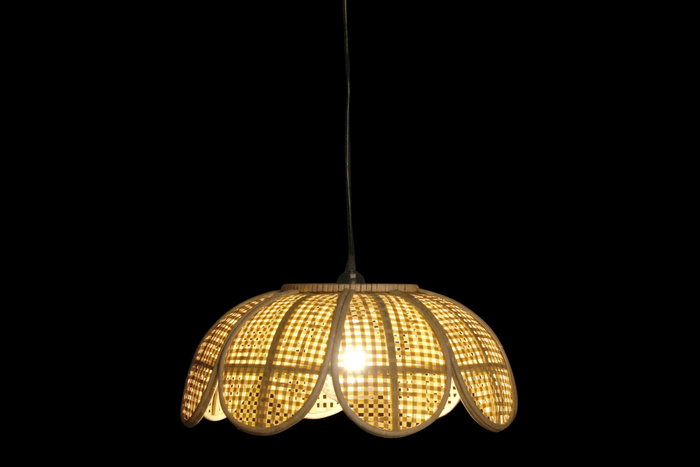 DKD Home Decor Lámpara de Techo de Ratán 46,5x46,5x18 Marrón y Negro