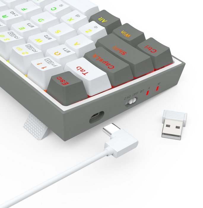 Redragon Castor Pro K631RGB-PRO-WG Mouse Inalámbrico Blanco Gaming con Retroiluminación RGB