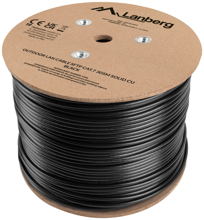 Lanberg LCS7-21CU-0305-BK Cable de Red Cat7 S/FTP Negro 305 m Lanberg LCS7-21CU-0305-BK Cable de Red Cat7 S/FTP Negro 305 m
