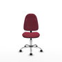 Silla de oficina Algarra con mecanismo Contacto permanente básico tapizada con Tela color Granate. Equipada con Base cromada, Sin brazos y Ruedas de nailon 50 mm