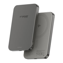 PanzerGlass Empower Bank 5000mAh Cargador Inalámbrico y Rápido con Aluminio Reciclado - Titanio