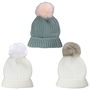 Sensly Gorro Con Pompón De Piel Sintética De Malla De Punto Colección Cocooning Para Mujer