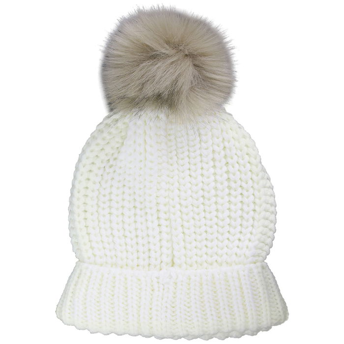 Sensly Gorro Con Pompón De Piel Sintética De Malla De Punto Colección Cocooning Para Mujer