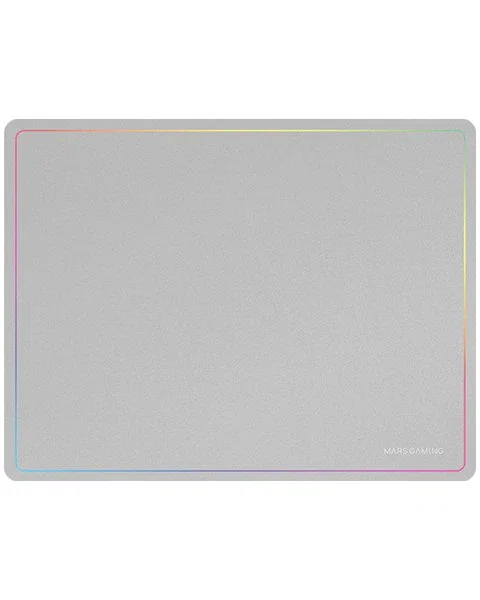 Mars Gaming Alfombrilla Gaming MMP124 para Ratón, Superficie Nanotextil, Borde Rainbow, Base Antideslizante, Color Plata, Dimensiones 360x260x3mm