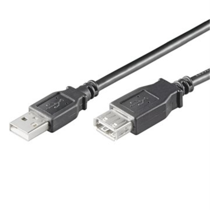 EWENT EC1012 Cable USB 2.0 de 1,8 m, Conectores USB A Macho a Hembra, Color Negro