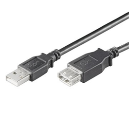 EWENT EC1012 Cable USB 2.0 de 1,8 m, Conectores USB A Macho a Hembra, Color Negro