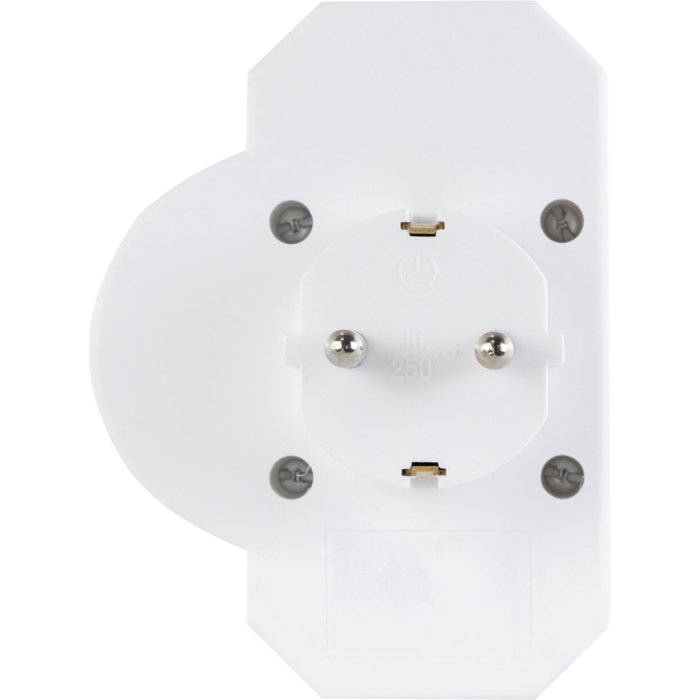 Rev Adaptador de enchufe triple con protección contra sobretensiones, blanco