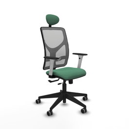 PIQUERAS Y CRESPO Silla de oficina Motilla con mecanismo Sincro/Traslack, Tela Verde esmeralda y Malla Gris