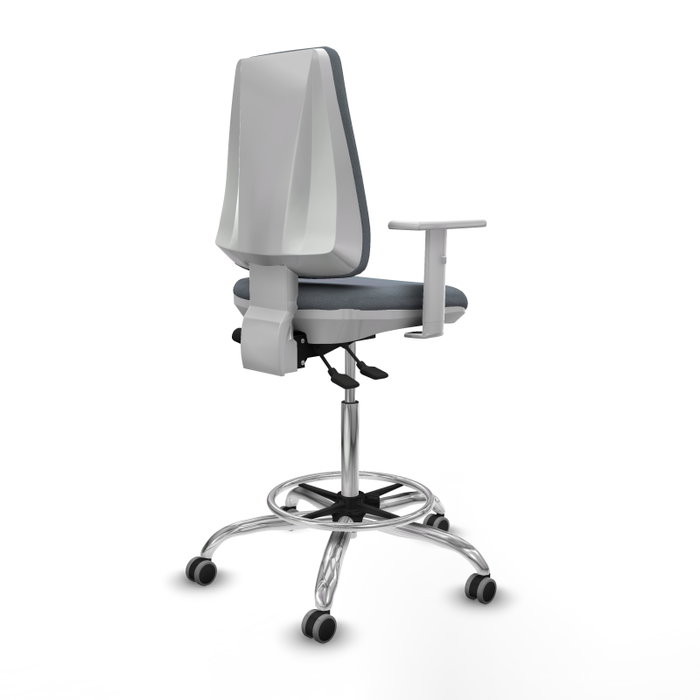 PIQUERAS Y CRESPO Taburete Elche blanco AS Bali gris con brazos blancos PIQUERAS Y CRESPO Taburete Elche blanco AS Bali gris con brazos blancos