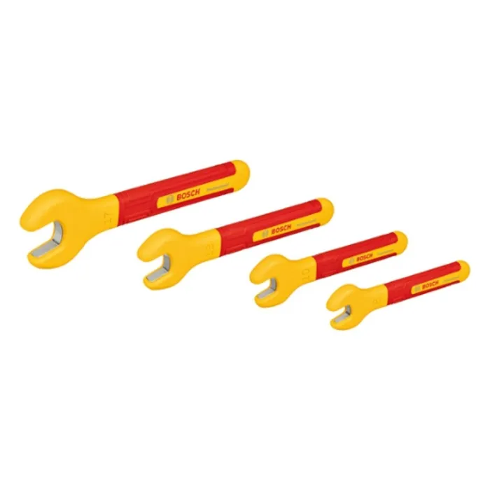 Bosch Juego de Llaves de Boca Fija VDE (8 mm, 10 mm, 13 mm, 17 mm) Certificadas hasta 1000 V