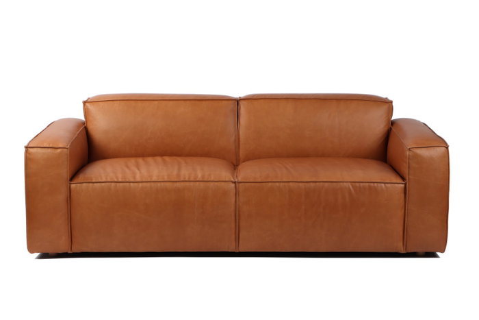 DKD Home Decor Sofá 3 Plazas de Piel Cognac 214x94x77 cm Desmontable - Top Sofas 2c24