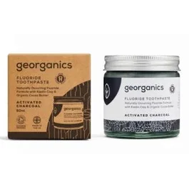 GEORGANICS Dentífrico Fluor Carbon Activado 60Ml con Flúor y Carbón Vegano, Remineraliza Esmalte y Previene Caries