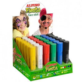 Alpino Maquillaje En Barra Fiesta Face Stick Caja Expositora De 30 C-Surtidos Amarillo Blanco Rojo Verde Azul Negro