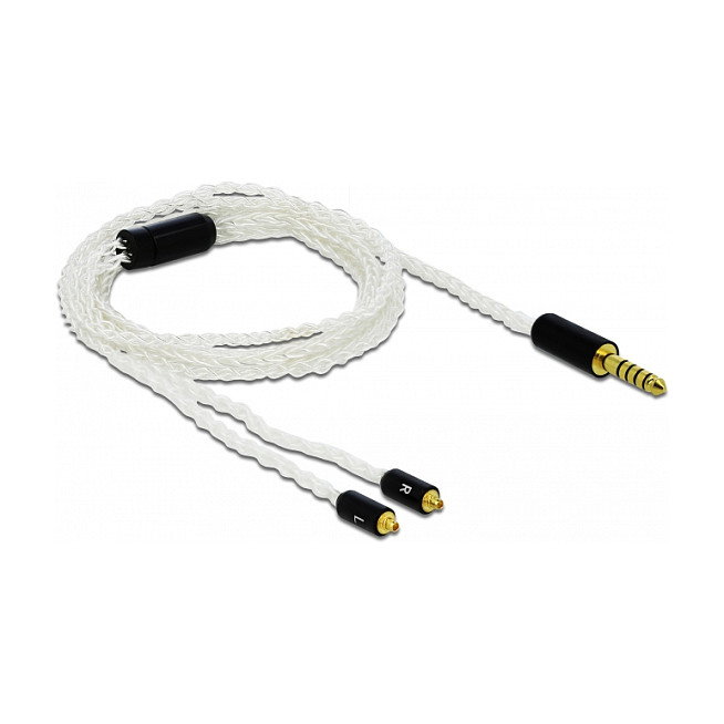 DeLOCK Cable de Audio 4,4 mm 5 Pin Klinkenstecker a 2 x MMCX, 1,2 m, Blanco