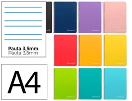 Liderpapel Cuaderno Espiral Witty A4 Tapa Dura 80 Hojas 90g Rayado Montessori Colores Surtidos