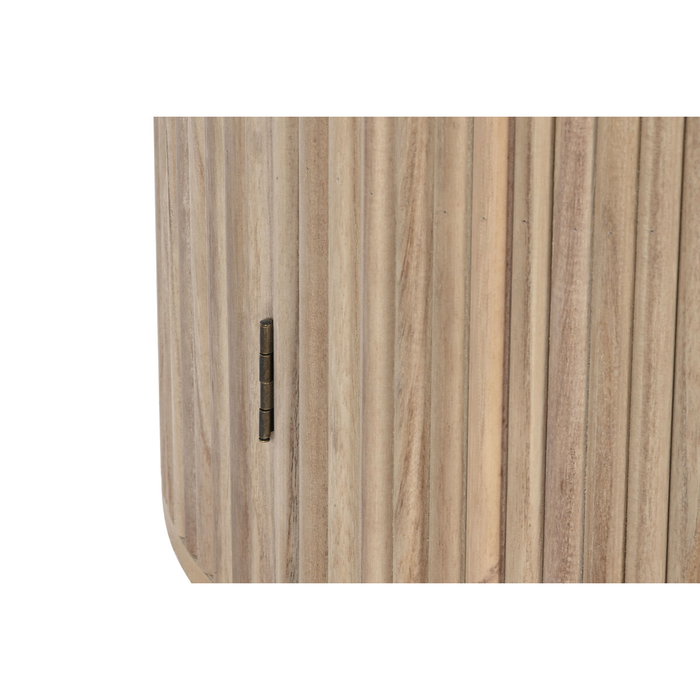 DKD Home Decor Mesa Redonda de Comedor Paulownia Natural con Puerta