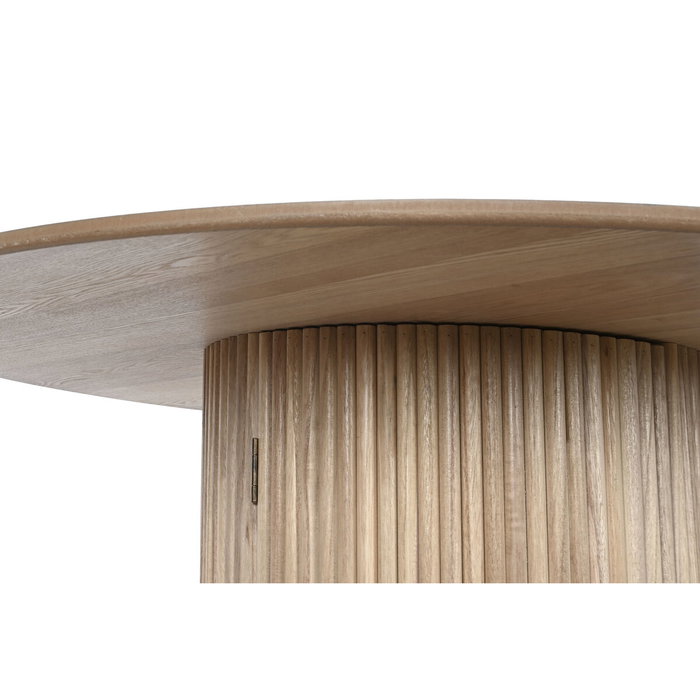 DKD Home Decor Mesa Redonda de Comedor Paulownia Natural con Puerta