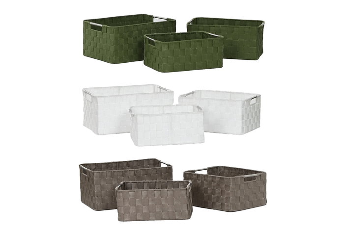 DKD Home Decor Cesta Basicos Verde Gris Set de 3 Piezas 28 x 17 x 38 cm DKD Home Decor Cesta Basicos Verde Gris Set de 3 Piezas 28 x 17 x 38 cm