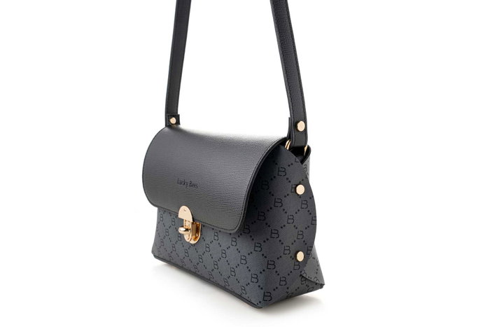 Lucky Bees 1278 Bolso Bandolera de Polipiel Negro y Gris, 25x9x17 cm Lucky Bees 1278 Bolso Bandolera de Polipiel Negro y Gris, 25x9x17 cm