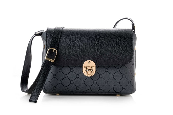 Lucky Bees 1278 Bolso Bandolera de Polipiel Negro y Gris, 25x9x17 cm Lucky Bees 1278 Bolso Bandolera de Polipiel Negro y Gris, 25x9x17 cm