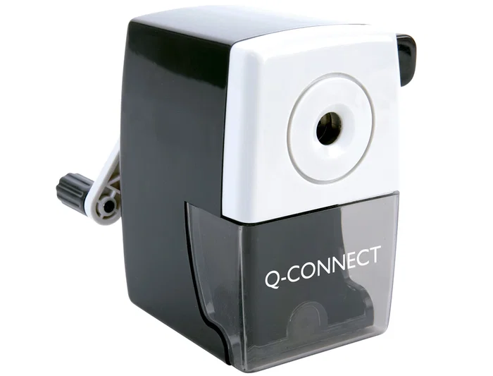Q-connect Sacapuntas de Sobremesa Manual con Depósito para Virutas, Ideal para Lápices de 8mm