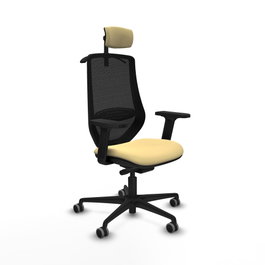 PIQUERAS Y CRESPO Silla de oficina Mardos con mecanismo Sincro/Traslack, Crema y Negro