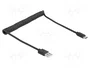 DeLOCK 90368 Cable Espiral USB 2.0 de USB Tipo-A a USB Tipo-C de 0,75 m, Negro