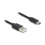 DeLOCK 90368 Cable Espiral USB 2.0 de USB Tipo-A a USB Tipo-C de 0,75 m, Negro