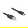 DELOCK Cable USB 2.0 Tipo-A a Tipo-C, 0.75 m, 480 Gbit/s, Negro, Ref. 90368