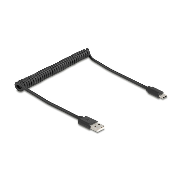 DeLOCK 90368 Cable Espiral USB 2.0 de USB Tipo-A a USB Tipo-C de 0,75 m, Negro DeLOCK 90368 Cable Espiral USB 2.0 de USB Tipo-A a USB Tipo-C de 0,75 m, Negro