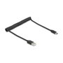DeLOCK 90368 Cable Espiral USB 2.0 de USB Tipo-A a USB Tipo-C de 0,75 m, Negro