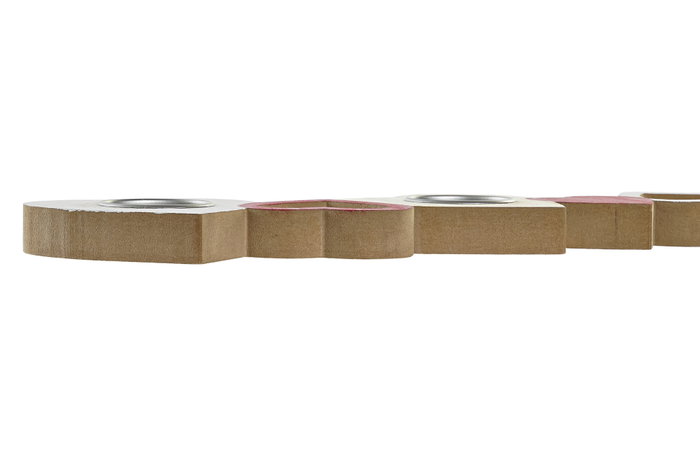 DKD Home Decor Decoración de madera con 3 velas, 39,5x9x2 cm