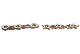 DKD Home Decor Decoración de madera con 3 velas, 39,5x9x2 cm