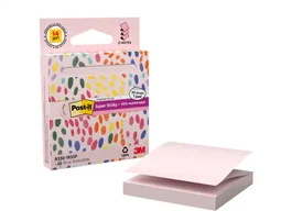 Post-it Bloc de notas adhesivas quita y pon super sticky 100% pefc 76x76 mm dispensador 90 hojas rosa