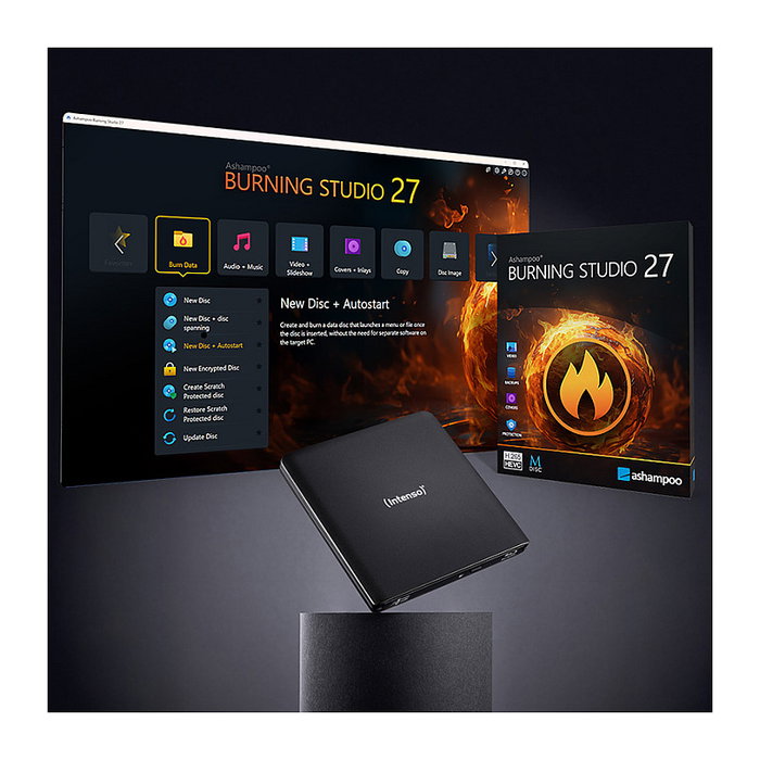 Intenso EOD 500BD Slim - Grabadora Blu-Ray ROM Externa USB 3.2 Gen1, Negra, para Sobremesa/Portátil